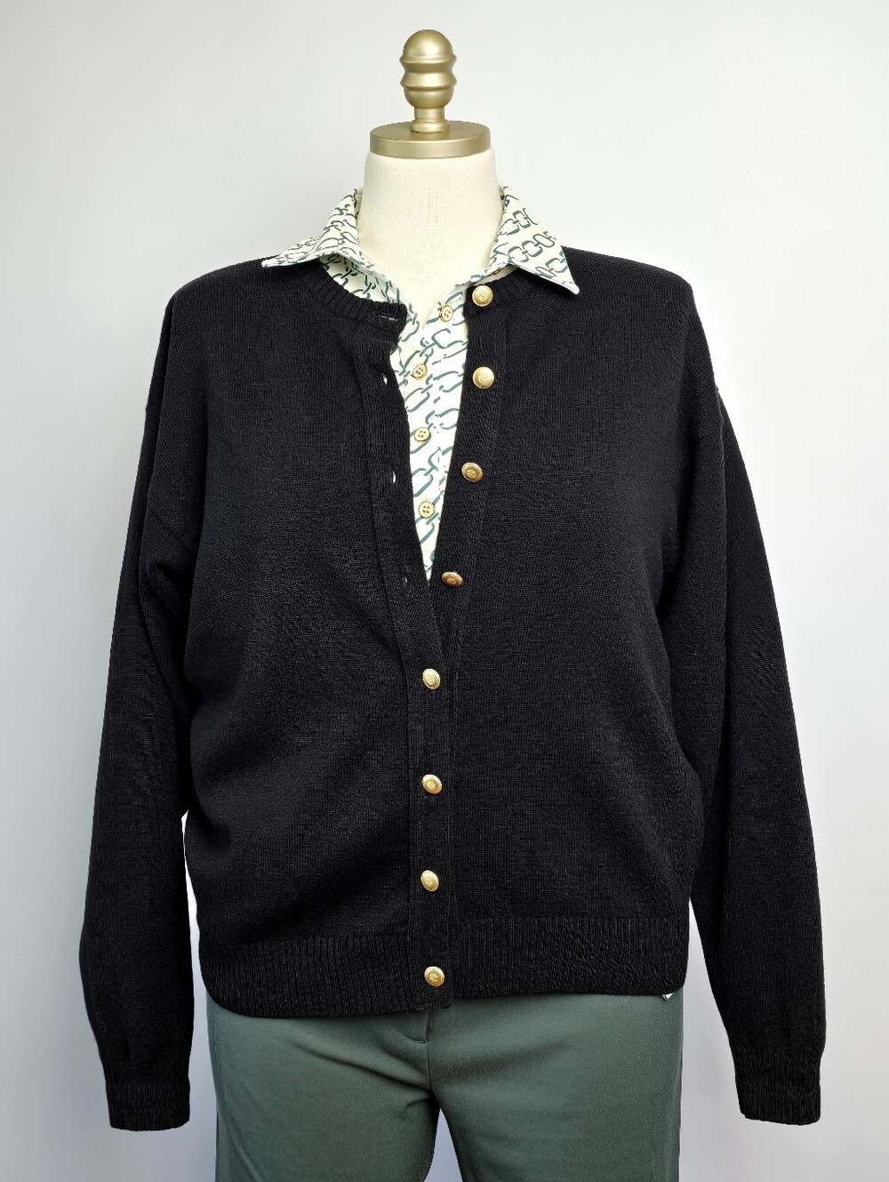 Vintage Pendleton Classic 100% Virgin Wool Black Cardigan Sweater XL - Picture 3 of 7